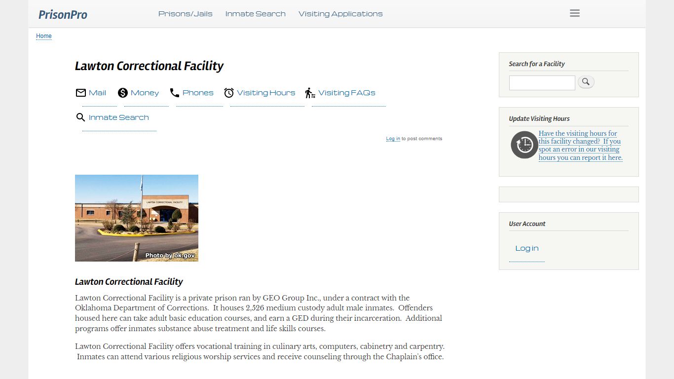 Lawton Correctional Facility Visiting hours, inmate phones ...