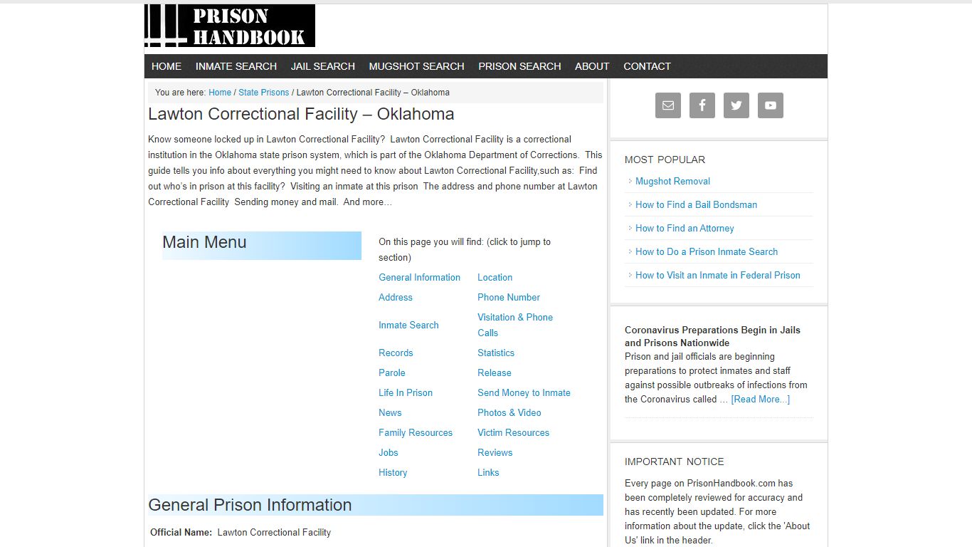 Lawton Correctional Facility – Oklahoma - Prison Handbook